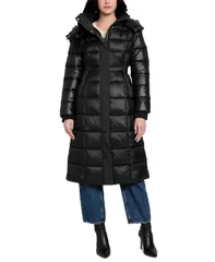 ゲス レディース アウター ジャケット・ブルゾン コート マキシ GUESS Womens FauxFur Trim Hooded Maxi Puffer Coat Black ブラックのサムネイル