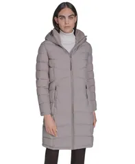 カルバンクライン レディース アウター ジャケット・ブルゾン コート Calvin Klein Womens Hooded Puffer Coat Wheatのサムネイル