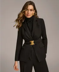ダナ キャラン ニューヨーク レディース アウター ジャケット・ブルゾン ブレザー Donna Karan New York Donna Karan Womens Belted Blazer Blacのサムネイル