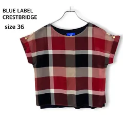 ブルーレーベルクレストブリッジ BLUE LABEL CRESTBRIDGE ブラウス カットソー トップス 半袖 フレンチスリーブ レイヤード チェック 赤 レッド 黒 ブラック 36 Sサイズのサムネイル