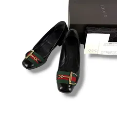 グッチ　GUCCI ホースビット　シェリーライン　パンプス　スクエアトゥ　ハスラービット　ブラック　黒　レザー　34ハーフ Cのサムネイル