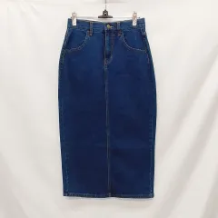 ANDJ アンドジェイ バックスリットロングデニムペンシルスカート インディゴブルー S 〇□・□○のサムネイル