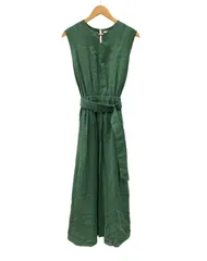 ブルーバードブルバード BLUEBIRD BOULEVARD バックオープン ウエストベルト ノースリーブワンピース リネン ドレス LINEN DRESS ベルテッド マキシ丈 日本製 GREEN 緑 ワンピース 無地 グリーン 104LT-543のサムネイル
