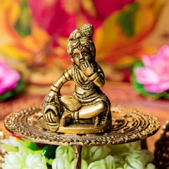 ベイビークリシュナ　幼児のクリシュナ　Baby Krishna ブラス製　高さ：約7cm / クリシュナ クリシュナ像 のサムネイル