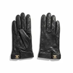 g1 CHANEL シャネル キルティングレザーグローブ 手袋 ターンロック式ココマーク レディース 女性用 8 ブラック ラムスキン100％u02tのサムネイル