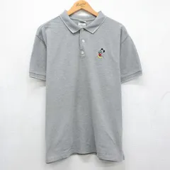 XL/古着 半袖 ポロ シャツ メンズ 00年代 00s ディズニー ミッキー 鹿の子 コットン グレー 霜降り 26jun05のサムネイル