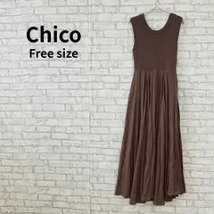 Chico リブ切替ノースリーブロングワンピース ブラウン 古着のサムネイル