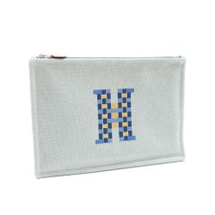 HERMES エルメス フラットポーチ 刺繍入り トワルHトリコロール - メルカリ