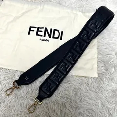 FENDI フェンディ　ストラップユー　ズッカ柄　レザー　保存袋　ショルダーストラップ　ワンショルダー　ブラック　ゴールド　黒のサムネイル