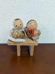 昭和レトロ】1960年代 熱海温泉土産 下駄に乗った貝がら人形 2対セット