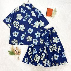 MARNI UNIQRO マルニ ユニクロ コラボ 半袖 オーバーサイズオープンカラーシャツ スカート ブルー 331-449637 222-451463