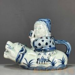 九谷焼 骨董品 染付（そめつけ）鯉乗り唐子 - メルカリ