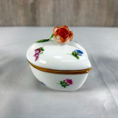 Herend ヘレンド ハート型 ボンボニエール 小物入れ 薔薇摘み フラワー