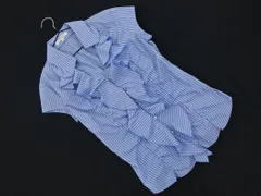 NARACAMICIE ナラカミーチェ ストライプ フリル ギャザー ブラウス シャツ size0/青 ■◆ レディースのサムネイル