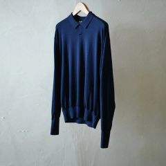 COMOLI カシミヤ スキッパー ニット navy - メルカリ