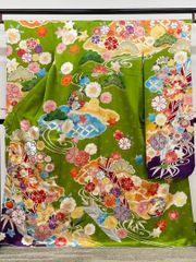 小紋 縫取り 南天 紋意匠 女郎花色 正絹 反物 T7965 - メルカリ