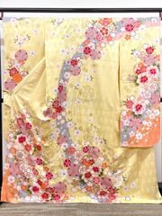 小紋 縫取り 南天 紋意匠 女郎花色 正絹 反物 T7965 - メルカリ