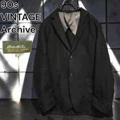 90s Eddie Bauer VINTAGE Archive リネン 麻 テーラード ジャケット シングル エディーバウアー ブラック 黒 無地 ビンテージ 古着 オールド サマー LINEN TAILORED JACKET BLACK XLサイズ相当のサムネイル
