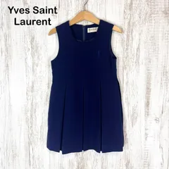 Yves Saint Laurent イブサンローラン ロゴ刺繍 プリーツ ウール ワンピース ネイビー 110㎝のサムネイル