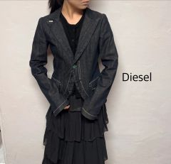 DIESEL ディーゼル Y2K ブラック デニムジャケット フリル ダメージ 
