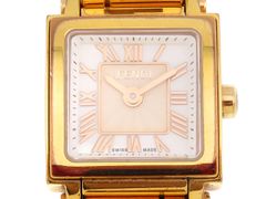 FENDI 펜디 시계 쿼드로 미니 60500L 골드 도금 쉘 문자판 쿼츠 여성 시계 207 [중고] 2148104079626