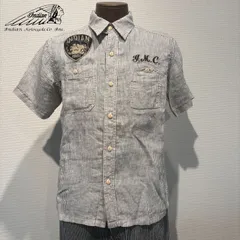 Indian Motocyacle（インディアンモトサイクル）×BETTY BOOP（ベティブープ）半袖シャツ　Mサイズ　ストライプ　白　トップス　メンズ　レディース　ユニセックス　アメカジ　カジュアル　ストリート　ペインター　バイク　バイカー　夏　ツーリングのサムネイル