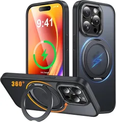iPhone 11 Pro 用 ケース Magsafe対応 ワイヤレス充電 360°回転スタンド 縦横両対応 Gunwon スマホケース iphone11 Pro 用 米軍規格 耐衝撃 半透明 マット感 マグセーフ 防指紋 リング マグネット搭載 アイフォンのサムネイル