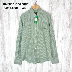 新品未使用 美品  UNITED COLORS OF BENETTON ユナイテッドカラーズオブベネトン ギンガムチェック BD ボタンダウン シャツ グリーンのサムネイル