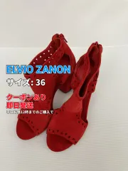 ELVIO ZANON サンダル 36 レッド スエード 無地 太ヒール ストラップあり レディースのサムネイル