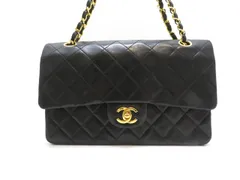CHANEL　シャネル　マトラッセWフラップ25　ブラック/GP　ラムスキン  メンズ　2143100550179【中古】のサムネイル