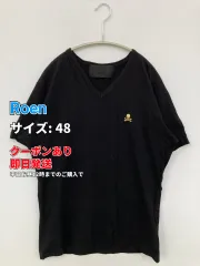Roen Tシャツ/カットソー 48 ブラック 無地 ワンポイント バックプリント ミドル丈 半袖 Vネック メンズのサムネイル