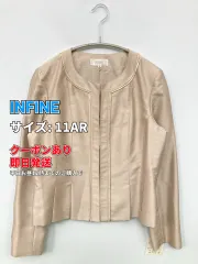 INFINE ノーカラージャケット 11AR ピンク ショート丈 無地 刺繍 レディースのサムネイル