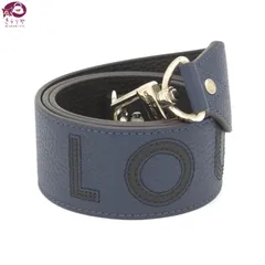 LOUIS VUITTON ルイヴィトン J02390 ショルダーストラップ ロゴ トリヨンレザー ネイビー ノワールカラー 全長112.5㎝ シルバーカラーメタル BC3157 スペイン製 男女兼用のサムネイル