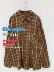 Shoowtime シャツ/ブラウス L ブラウン チェック柄 ロング丈 長袖 レギュラーカラー メンズのサムネイル