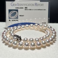 極美品 鑑別書付 あこやパールネックレス 7.5-8mm SILVER テリ良好 極美品 鑑別書付 あこやパールネックレス 7.5-8mm SILVER テリ良好