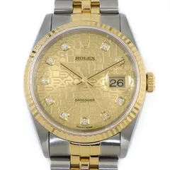 ロレックス Rolex 腕時計 デイトジャスト 16233G P番 2000年製 10ポイント ダイヤインデックス シャンパンカラー コンピューター文字盤 彫コン フルーテッドベゼル ジュビリーブレス K18YG SS 自動巻き 【中古】のサムネイル