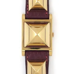 エルメス HERMES 腕時計 メドール ME1.201 OX刻印 1994年製 スタッズ スクエア ホワイト文字盤 レッド レザーベルト GP クオーツアナログ 【中古】のサムネイル