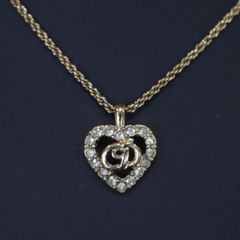 Christian Dior Logo Earrings, Heart Motif, CD Necklace, Brand Accessory_SFS_D0619-F00F