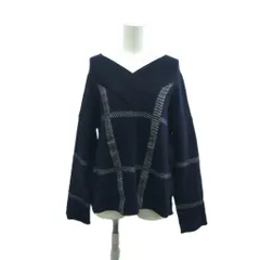 アルマーニ コレツィオーニ ARMANI COLLEZIONI ニット セーター ウール 38 紺 ネイビー Vネック チェック柄 長袖 /KK ■GY19のサムネイル