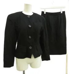 クリスチャンディオール Christian Dior セットアップ ジャケット スカート ウール 7 黒 ブラック ノーカラー 長袖 033OMD84 /KK ■GY18のサムネイル