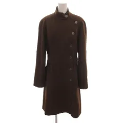 ジバンシィ GIVENCHY ダブルロングコート カシミヤ混 38 スタンドカラー アシンメトリー センターベンツ 茶 ブラウン /YF ■GY11のサムネイル