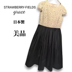 華やか上品✨ STRAWBERRY-FIELDS grace ドッキングワンピース レース ラメ Aライン フレア ブラック アイボリー 結婚式 お呼ばれ パーティードレス セレモニー  美シルエット 体型カバー レディース ストロベリーフィールズ グレースのサムネイル