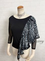 社交ダンス★新品★パーティー★レッスン★伸縮★ワンピース★フリル★レオパード 新品 社交ダンス 黒 グレー ヒョウ柄 トップス フリル ラテン