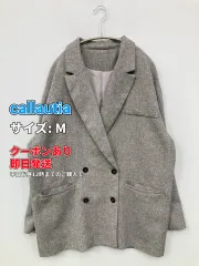 callautia カラウティア テーラードジャケット M グレー 無地 ミドル丈 フードなし ダブル レディースのサムネイル