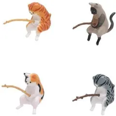 猫 フィギュア 4個セット 和風 樹脂製 ミニ置物 アクアリウム 水槽 インテリア デスク 飾り オブジェ　c-414のサムネイル