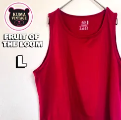 usa古着 FRUIT OF THE LOOM フルーツオブザルーム タンクトップ L レッド 無地 オープンサイドのサムネイル