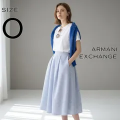 A|X ARMANI EXCHANGEアルマーニエクスチェンジ シアサッカー ミモレ丈 フレアスカート ストライプ 0(XS) 青ブルー 【古着】【中古】【送料無料】のサムネイル