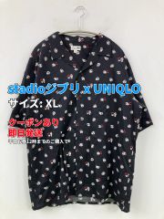 stadio 지브리 x UNIQLO 스튜디오 지브리 유니클로 셔츠/블라우스 XL 블랙 코튼 오픈 칼라 반쪽 소매 기타 총무늬 미들 길이 맨즈