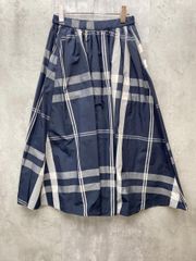 美品 AMERICAN HOLIC アメリカンホリック チェック メモリー フレア スカートレトロ 大人可愛い izeM/ネイビー ■◇ レディースのサムネイル
