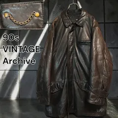 90s DEUXIEME de Bato Loco VINTAGE Archive ラムスキン ハーフコート レザージャケット ダークブラウン 茶芯 フェード 首元 金具 中綿 本革 ワイドアーム 太アーム ブルゾン 革ジャン アウター 古着 Lサイズ相当のサムネイル